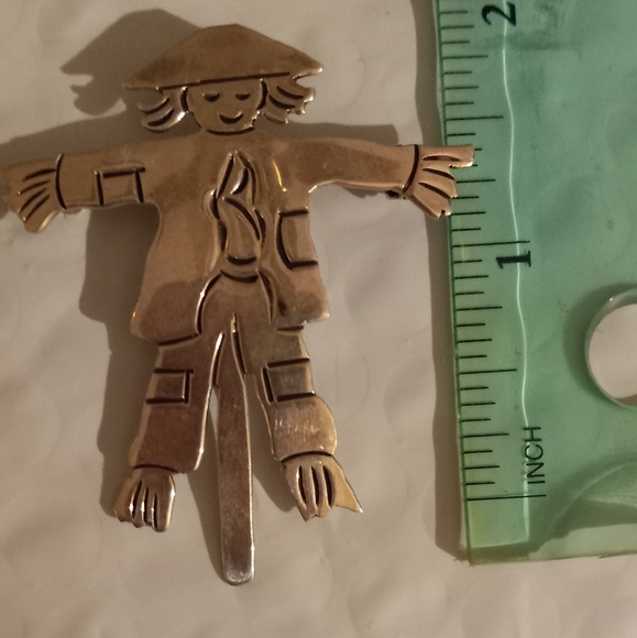 Harvest Thanksgiving Scarecrow sterling Silver Handmade Pendant Brooch Mexico - Picture 3 of 4